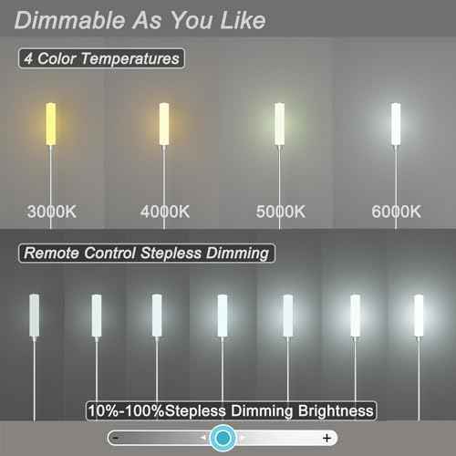 Floor Lamp with Remote Control,Bright Floor Lamps for Living Room/Bedroom/Office, Stepless Adjustable 3000K-6000K Colors and 10-100% Brightness,Standing Light with Foot Switch (Nickel)