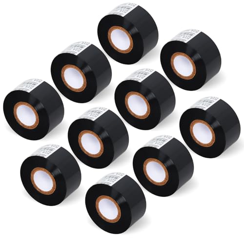Chudeng 10 Rolls 30mm x 100m Black Thermal Transfer Ribbon Resin for Coder Printer Machine, Black Color Ribbon for Coding Machine