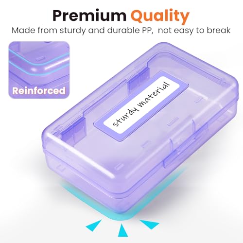 Large Purple Personalized Pencil Box Organizer with Sticker - Sturdy & Stackable