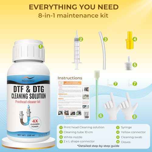 NGOODIEZ DTF Cleaning Solution - Printhead Cleaner Kit for DTF & DTG Printers - 4X Powerful Nozzle Cleaner Restores Print Quality & Prevents Clogs - 100mL DTF Printer Cleaning Solution