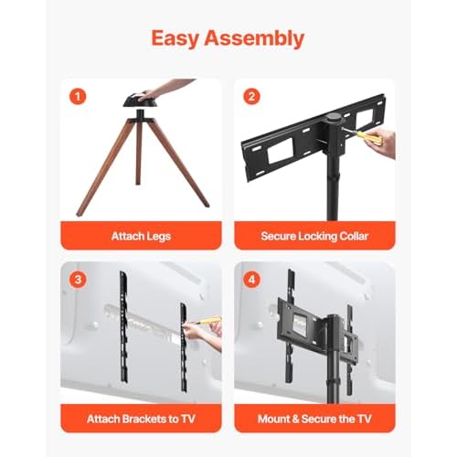 VEVOR Tripod Easel TV Stand, for 40-65 inch Flat Screen/Curved TVs Up to 99 lbs, 18¡Æ Left-Right Rotation Portable TV Stand with Oak Wood Legs, for Bedroom, Living Room, Studio, MAX VESA 600 x 400 mm
