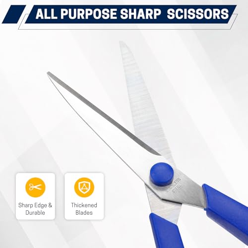 Multicolor 10 Pack 8-Inch Heavy Duty All-Purpose Scissors for Office & Craft