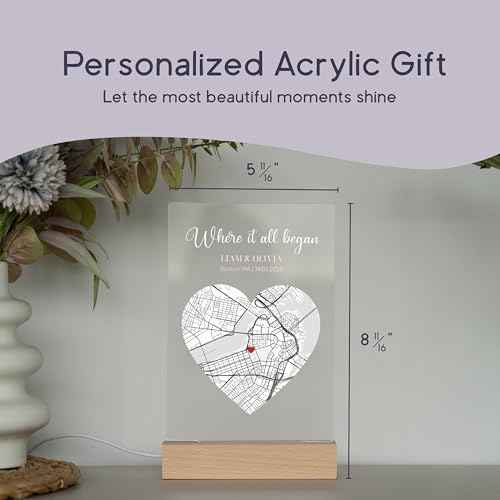 Where We Met Map Gift - Cute Boyfried Gifts From Girlfriend/Personalized Gifts For Her/I Love You Gifts For Him - Custom Plaque Personalized/Christman Presents for Boyfriend - Couple