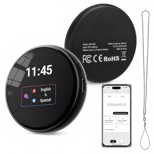 JKNKCO Z06 AI Language Translator Device - Black, 165 Languages, Real-Time & Offline
