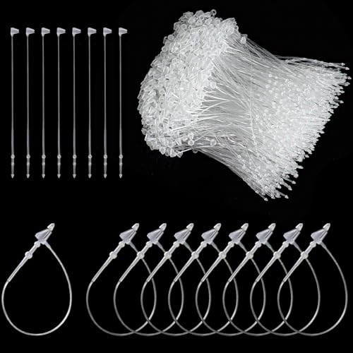 ZNBSIXP 1000 Pcs 3-Inch Clear Hang Tag Fasteners, Snap Lock Plastic Security Loop for Retail Clothing & Accessories