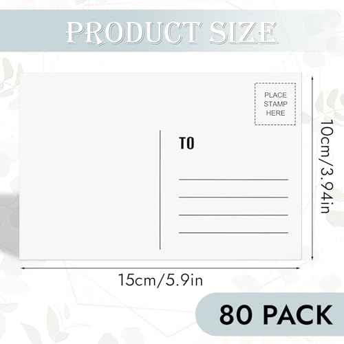 Blank Postcards for Mailing, 80 Post Cards for Mailing, 300 GSM White 4 x 6 inches Cardstock Paper Mailable Printable Postcards Bulk for Birthday, Thank You, Business Postcards