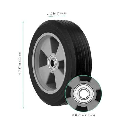 4 PCS 8 Inch Solid Rubber Tires, Hand Truck Dolly Wheels, Solid Rubber Replacement Tire for Hand Push Tool Car