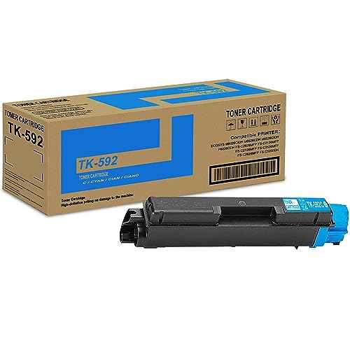 1 Pack TK-592C 1T02KVCUS0 Cyan Toner Cartridge High Yield Compatible TK-592C TK592C Replacement for Kyocera Ecosys M6026cidn M6526cdn P6026cdn FS-C2026MFP FS-C2126MFP FS-C2526MFP FS-C5250DN Printer