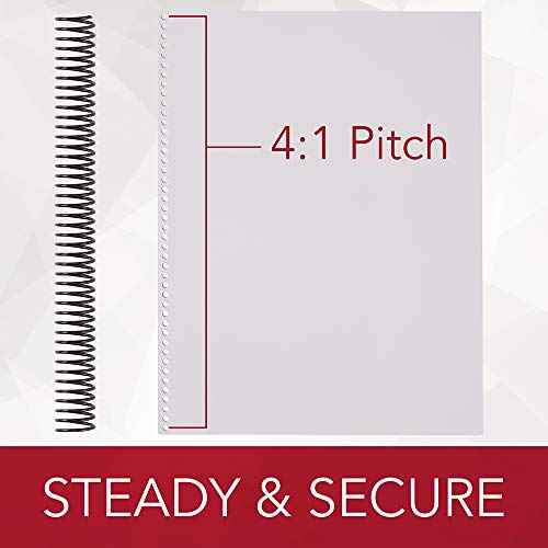 GBC Binding Spines/Spirals/Coils, 18mm, 140 Sheet Capacity, 4:1 Pitch, Color Coil, Black, 100 Pack (9665080)