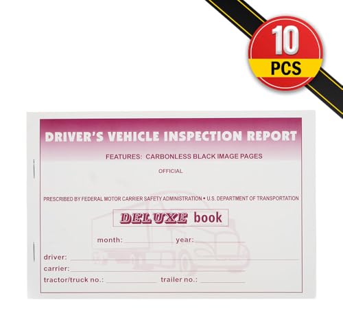 Mytee Products Driver Vehicle Inspection Report Book 31 Sets 5.5 x 8.5 in - 10 Pack DVIR 2-Ply Carbonless, Stapler Bound
