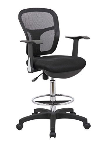 Office Factor Black Drafting Chair with Arms – Ergonomic Executive Desk Chair, 350 lb Capacity