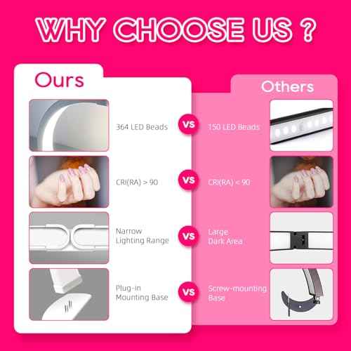 Half Moon Light for Nail Desk, Foldable 29" Nail Light for Desk, 180¡Æ Ultra-Bright Nail Tech Desk Lamp, Portable Half Moon Lamp with Phone Holder & Organizer Bag - Iridescent Diamond