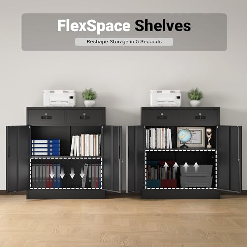 CJF Metal Storage Cabinet, Locking Cabinet with Adjustable Shelf and