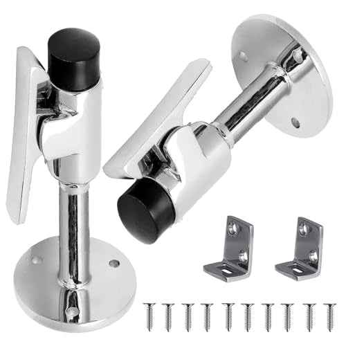 Boat Marine Grade 316 Stainless Steel Heavy Long Doorstop Catch Set Surface Mirror Treatment Yacht Ship Hatch Stopper Soft Stop Catch Anti-Collision Holder Hold Keep Door Open (2)