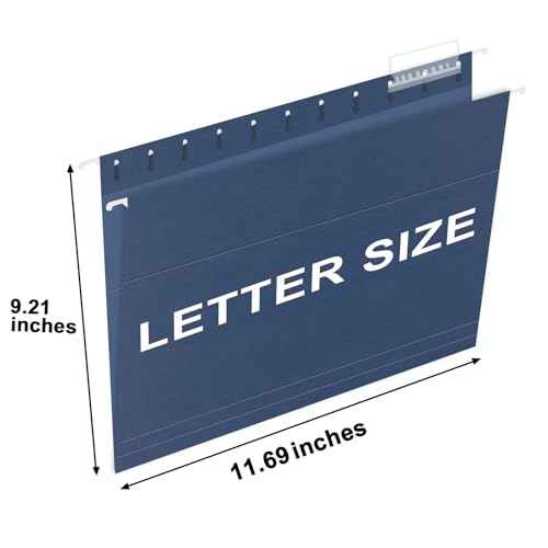 HERKKA Hanging File Folders, 30 Pack Reinforced Letter Size Hanging Folders, Designed for Bulky Files, Filing Cabinet, 1/5-Cut Adjustable Tabs (Blue)