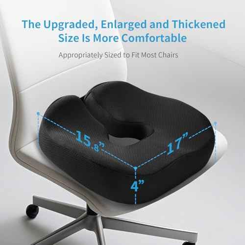Extra-Dense Seat Cushions for Office Chairs, Orthopedic Seat Cushion for Desk Chair, Car, Wheelchair, Ergonomic Sciatica Support, Hip & Tailbone Pain Relief Cushion for Long Sitting (Black)