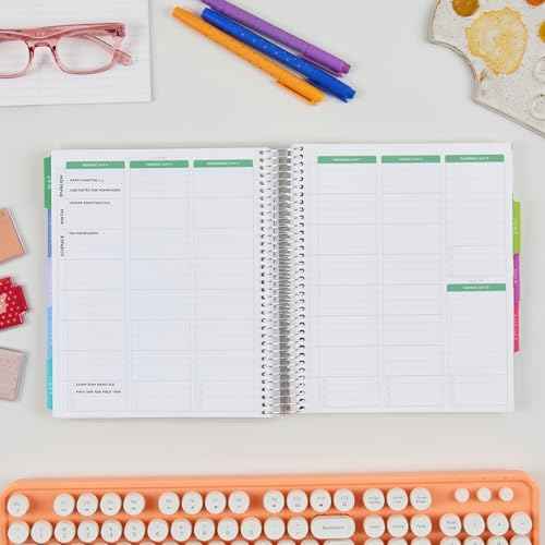 Erin Condren 12-Month Spiral Academic Planner (Aug 2025 - Jul 2026), 7¡±x9¡± School Agenda, Notebook, Deadline Tracker and Academic Calendar, Cosmic Collage Covers, Journey Theme, Platinum Coil