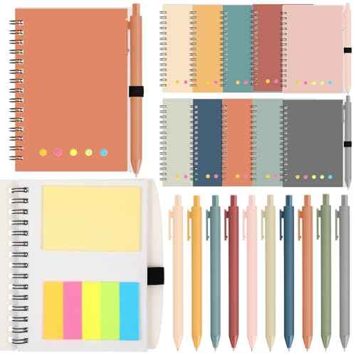 Chuangdi 20 Sets Employee Appreciation Gifts Spiral Notebook Aesthetic Notepads Sticky Notes Bulk with Candy Color Ballpoint Pen Marker Colored Index Tabs for Team Coworkers Student Teacher(Boho)
