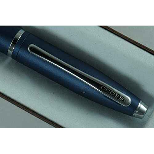 Cross Satin Blue with Cross signature mid Band Calaise Selectip Rollerball Pen.