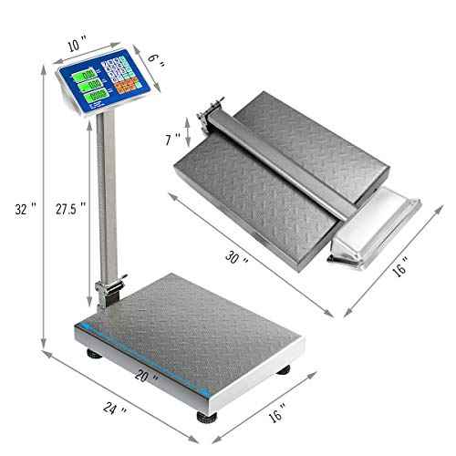 Giantex 660lbs Weight Computing Digital Scale Floor Platform Scale for Weighing Luggage Package Shipping Mailing Postal Scale with Accurate LB/KG Price Calculator, High-Definition Display (Silver)