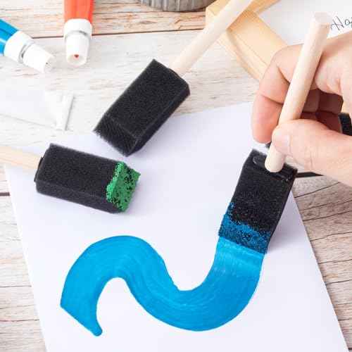 5 Pcs 1 inch Foam Paint Brushes Black Sponge Brushes Wood Handle Foam Brushes for Painting Varnishes DIY Craft Projects