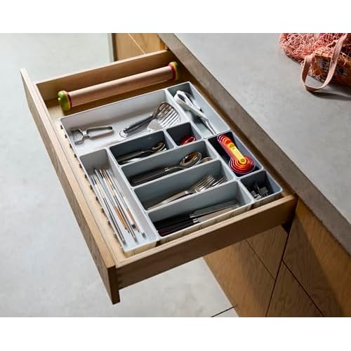 Joseph Joseph Blox 10-Piece Storage Tray Set for Cosmetics, Stationery, Flatware and Utensils, Drawer Organizer, Recycled Plastic