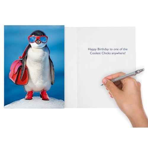 Funny Penguin Birthday Card for women, wife, mother, girls, sisters, or anyone.