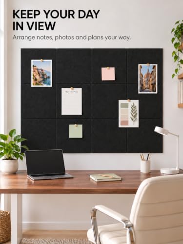 Black Felt Bulletin Board 48x36 Inches | Modular Wall Display 12 Pack