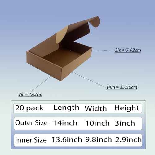14x10x3 inch Shipping Boxes Pack of 20, Brown Corrugated Cardboard Box Mailer Boxes for Packaging Small Business Shipping£¬Recyclable Moving Storage Mailing Boxes Bulk Book Literature Gift Giving