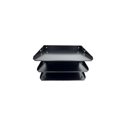 Huron Desktop Horizontal 3-Slot File Binder Organizer Storage Letter Tray, Black Commercial Grade Steel