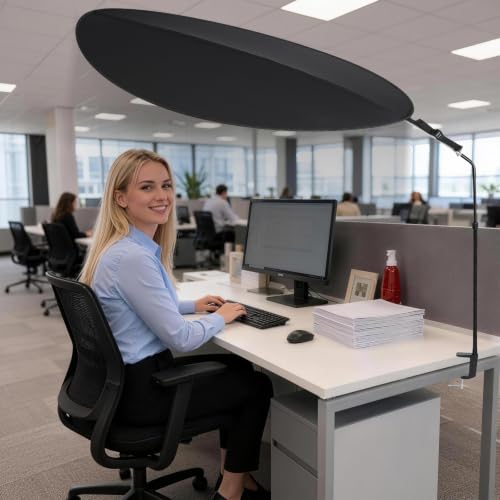 Midnight Black Office Cubicle Leaf Canopy Shade 52 Inch Light Blocker Privacy Screen