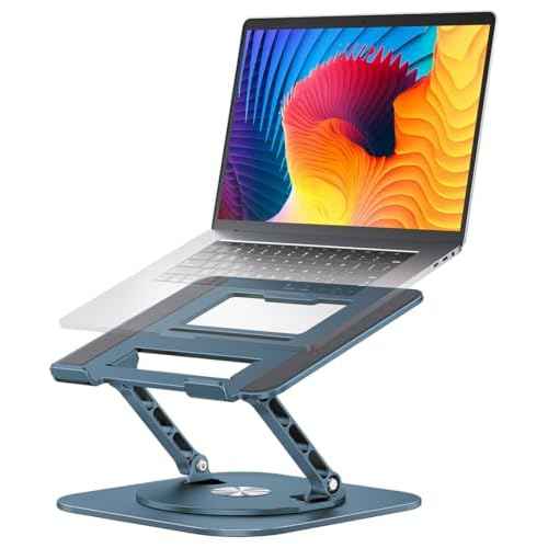 Adjustable Laptop Stand with 360 Rotating Base, Computer Stand for Laptop Ergonimic Foldable Laptop Riser for Desk Compatible with MacBook Pro/Air Notebook up to 16 Inches, Navy