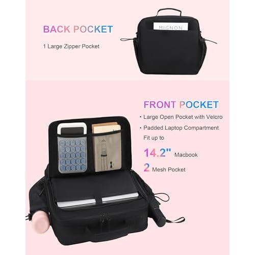 3 Ring Zipper Binder 3 Inch D Rings with Double Water Bottle, Cute Water-Resistant Zip Up Middle School Binder, 700-Sheet Capacity Organizer & Multiple Pockets & Shoulder Strap & Laptop, Black