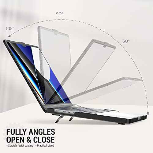 SEYMAC stock Case for MacBook, Shock-Absorbing Protection with Folding Stand &Mouse Pad Case for MacBook Pro 16 inch, Black