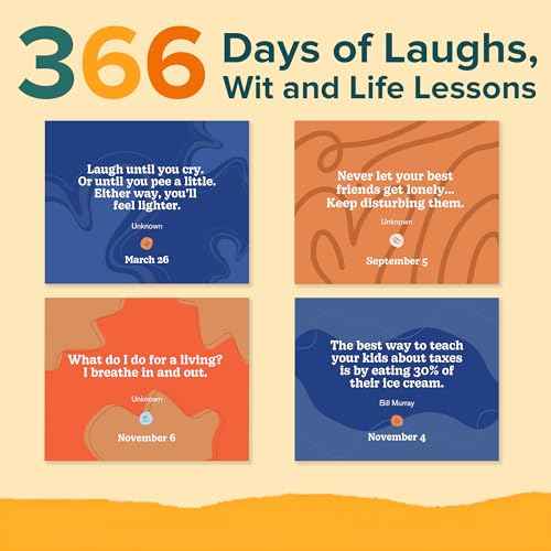 MESMOS Funny Wisdom Perpetual Calendar, 366 Days of Laughs & Life Lessons, Office Desk Accessories & Decor for Women & Men, White Elephant Motivational & Inspirational Gifts, Small Desk Flip Calendar