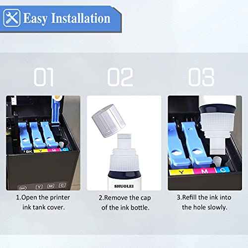 GI26 GI-26 Ink Compatible with Canon GI-26 GI26 Refill Ink Bottles Work with Canon MAXIFY GX3020 GX4020 GX5020 GX6020 GX6021 GX7020 GX7021 Printer (4-Pack,BK 135ml CMY 70ml)