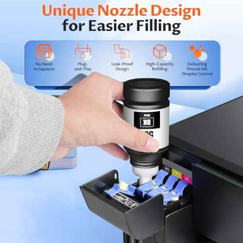 502 Ink Refill Bottles Eco Tank ET-2850 ET-3850 ET-4850 ET-15000 Compatible for E-pson 502 Ink Refill Bottle 4-Pack for ET-2850 ET-3850 ET-4850 ET-5000 ET-2980 ET-3843 ET-3950 ET-4950 ET-3760 ET-2760