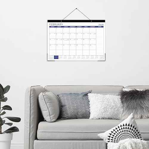 2026 Desk Calendar - Desk Calendar 2026, Jan 2026 - Dec 2026, 17" x 12", 12 Monthly Desk/Wall Calendar, Thick Paper with Corner Protectors, Large Ruled Blocks - Blue