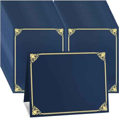 80 Pcs Certificate Holders Bulk, Navy Blue Diploma Covers Gold Foil Border, Document Covers for Letter Size 8.5x11" Award Certificates, Cardstock, Document Papers, Graduation