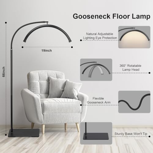 Black Half Moon LED Floor Lamp for Lash, Tattoo & Beauty Work - Shadow-Free, Dimmable, Remote Control