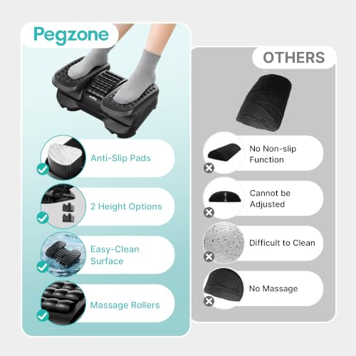 Pegzone Under Desk Foot Rest with Massage Texture, 2 Height Settings