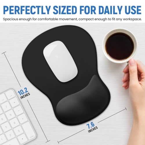 ZapDesk Black Ergonomic Mouse Pad with Gel Wrist Rest - Support & Comfort