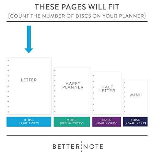 BetterNote 2026 Monthly Calendar Refill with Tabbed Dividers for Discbound Notebooks, Index Tabs, Disc, Pages Fit Happy Planner, Circa Levenger, Arc, TUL, IWP, Talia (Modern, 11-Disc, 8.5"x11")