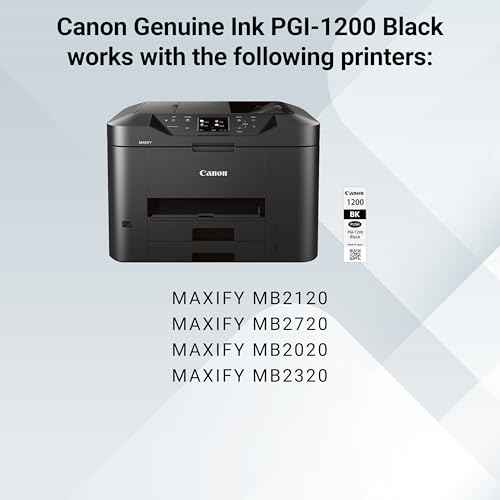 Canon PGI-1200 Genuine Pigment Black Ink Tank, Compatible with MB2120, MB2720, MB2020, and MB2320 Printers