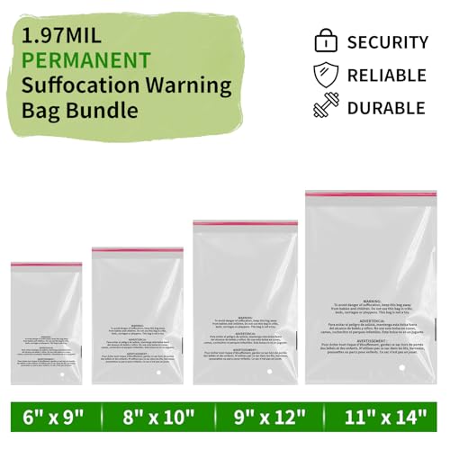 Self Sealing Cellophane Bags Assorted Sizes 400-Pack – Clear Plastic Shipping & Retail Bags