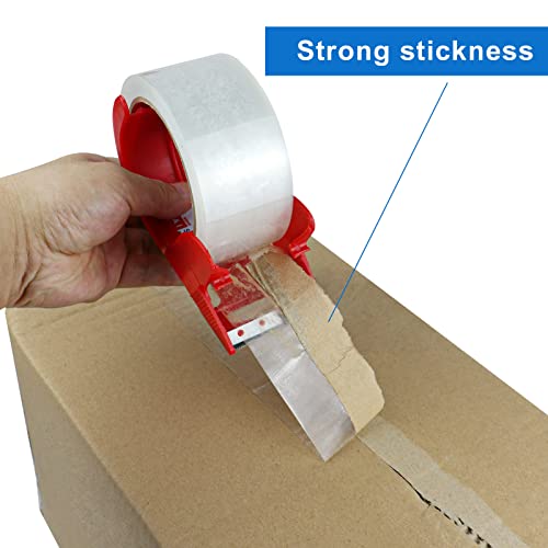 6 Rolls Heavy Duty Clear Packing Tape with Refillable Dispenser - Industrial Grade Shipping & Moving Tape, 1.88" x 55 Yards