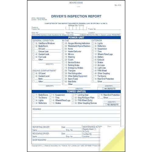 Detailed Driver's Vehicle Inspection Report 10-pk. - Book Format with 31 Sets, 2-Ply Carbonless, Blue Ink, 5.5" x 8.5", Meet FMCSR Requirements, J. J. Keller & Associates, Inc.