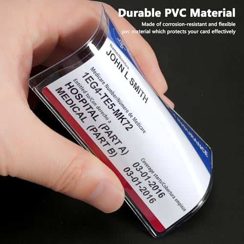 Glsgsb Clear Water-Resistant PVC Card Sleeves for Medicare, Social Security, ID, Credit Cards - 6 Pack