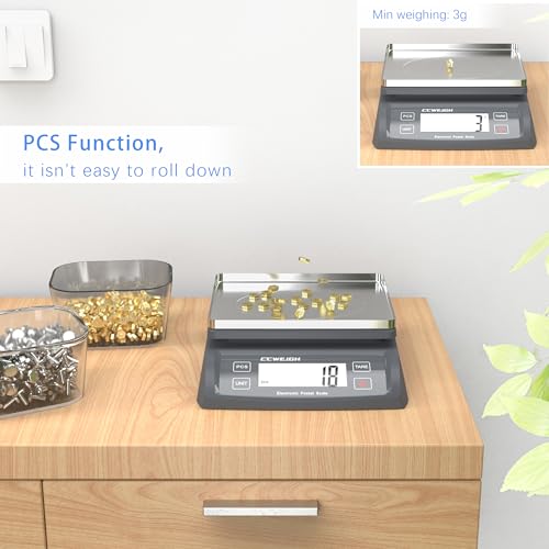 Gray Postal & Kitchen Scale 30kg/1g with Stainless Steel Plate, Battery & Auto Functions