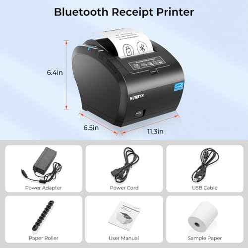 MUNBYN Bluetooth Thermal Receipt Printer P047, 80mm POS Printer, Thermal Printer with USB Serial Ethernet, Bluetooth, Support Android Windows PC (Do Not Support iOS Paypal Doordash Grubhub Vagaro)